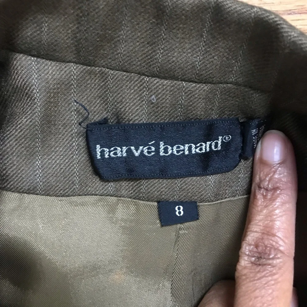 Harve Bernard Tan Tweed Double Breasted Wool Blazer